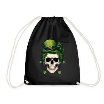 Crâne avec chapeau vert pour la Saint-Patrick - Sac de sport léger - noir - Devant