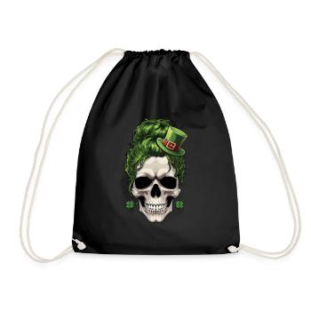crâne de la Saint-Patrick avec des cheveux verts et - Sac de sport léger - noir - Devant
