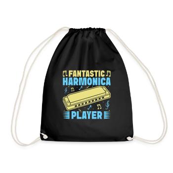Funny Harmonica Player Fantastic Player Harmonica - Turnbeutel - Schwarz - Vorne