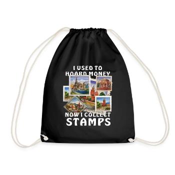 NOW I COLLECT STAMPS - Drawstring Bag - black - Front