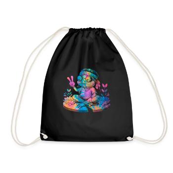 Peace Sign Dye Hippie Frog 60s - Drawstring Bag - black - Front
