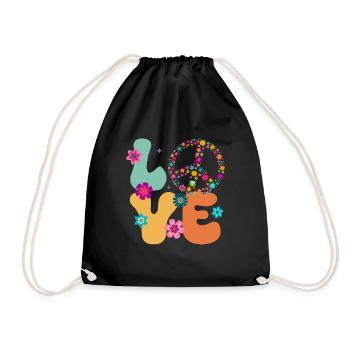 Signe de paix Amour Groovy Hippie des années 70 - Sac de sport léger - noir - Devant