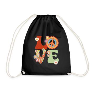 Signe de paix Amour Groovy Hippie des années 70 - Sac de sport léger - noir - Devant