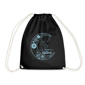 Ostara Moon with Floral Motif - Drawstring Bag - black - Front