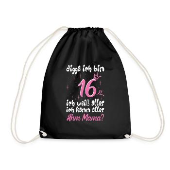 16 Anniversaire Fille 16 Anniversaire Digga Je suis - Sac de sport léger - noir - Devant