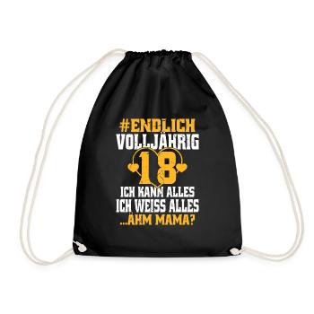 18 Birthday Boy Girl 18 Years 2007 Funny - Drawstring Bag - black - Front
