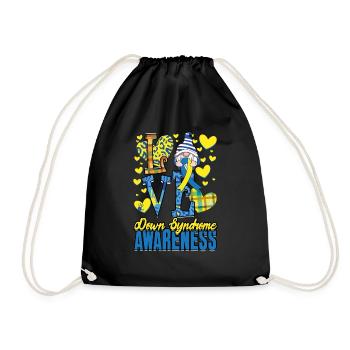 Amour Syndrome de Down Conscience Gnome Coeur - Sac de sport léger - noir - Devant