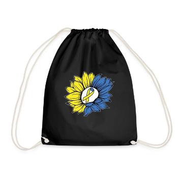 Down Syndrome Support Sunflower Band - Drawstring Bag - black - Front