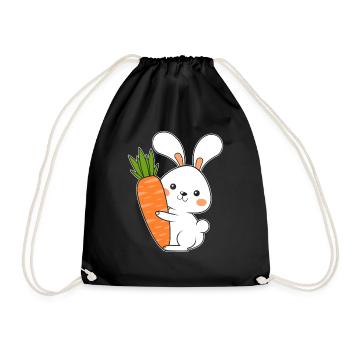 Hase Gemüse Karotte Ostern Geschenk Hase - Turnbeutel - Schwarz - Vorne