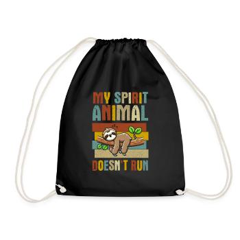 Sloths, Animal Lover, Sloth Lover, Lazy Sloth - Drawstring Bag - black - Front