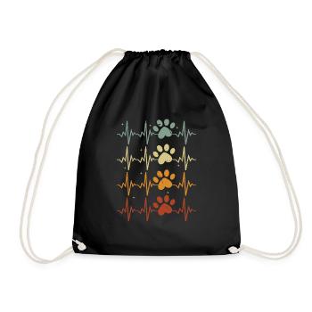 Cat Lovers Funny Heartbeat Cat Paw Cat Motif - Turnbeutel - Schwarz - Vorne