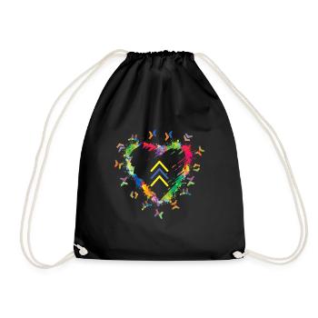 Colorful Socks Heart Down Syndrome Icon - Drawstring Bag - black - Front
