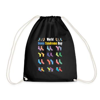 Welt Down Syndrom Tag Bunte Socken Vielfalt - Turnbeutel - Schwarz - Vorne
