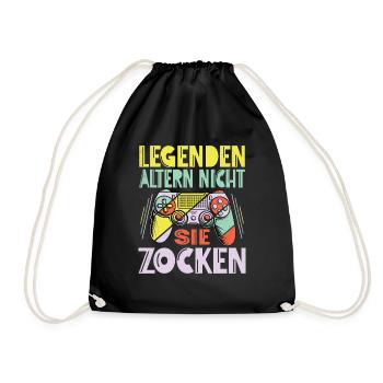 Legends Don't Age They Gamble Gaming T-Shirt - Drawstring Bag - black - Front