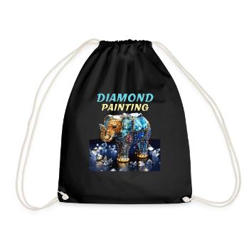 DIAMONDS ELEPHANT DIAMOND PAINTING - Drawstring Bag - black - Front