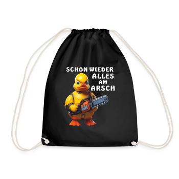 SCHON WIEDER ALLES AM ARSCH - Turnbeutel - Schwarz - Vorne