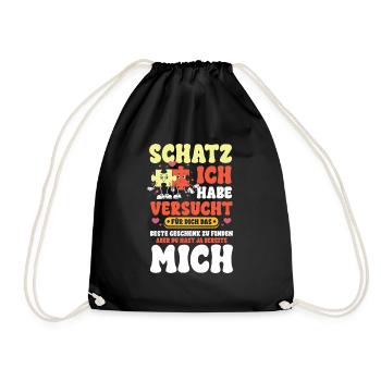 Schatz das beste Geschenk - Turnbeutel - Schwarz - Vorne