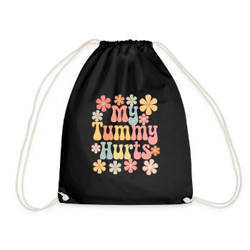 Bauchweh Blumen Design My Tummy Hurts - Turnbeutel - Schwarz - Vorne