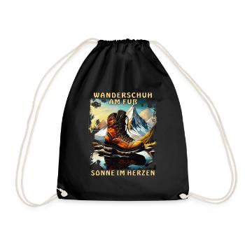 HIKING SHOE ON THE FOOT SUN IN THE HEART - Drawstring Bag - black - Front
