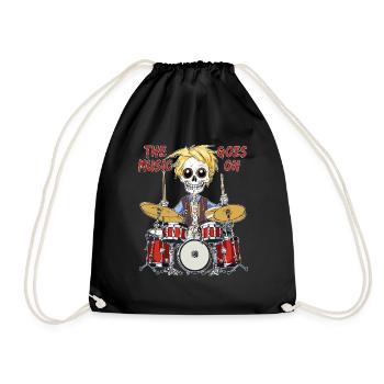 SKELETON DRUMS THE MUSIC GOES ON - Drawstring Bag - black - Front
