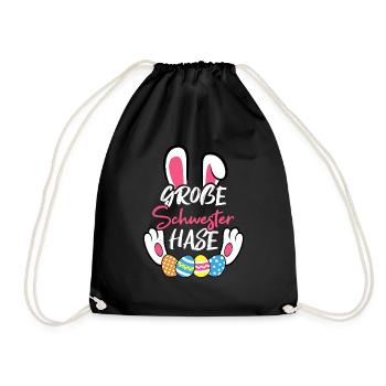 Big Sister Bunny Easter Bunny Family Outfit - Drawstring Bag - black - Front