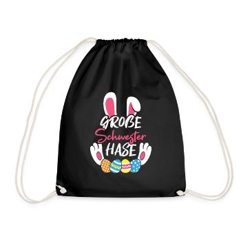 Big Sister Bunny Easter Bunny Family Outfit - Drawstring Bag - black - Front