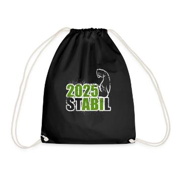 Stabil Abi 2025 - Bizeps - Abitur - Spruch - Turnbeutel - Schwarz - Vorne