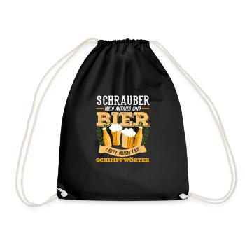 Schrauber Mein Antrieb Sind Bier Laute Musik - Turnbeutel - Schwarz - Vorne