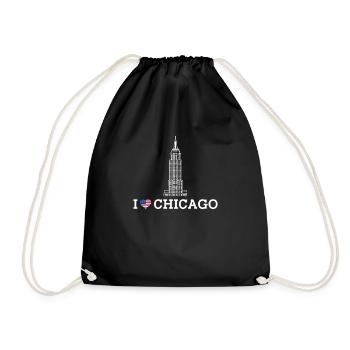Ich liebe Chicago Cool Empire Building Estate Flagge - Turnbeutel - Schwarz - Vorne