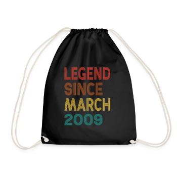 Vintage Legend Since March 2009, 16th birthday - Drawstring Bag - black - Front