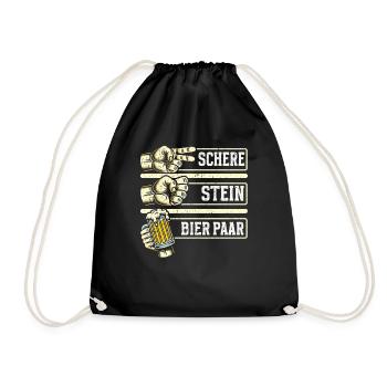 Scissors Stone Beer Couple Beer Lovers Beer Drinkers - Drawstring Bag - black - Front