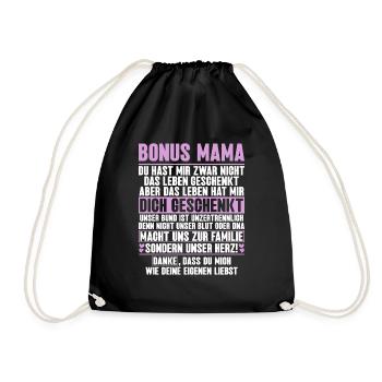 Bonus Mama Muttertag Mutterschaft Mama Elternteil - Turnbeutel - Schwarz - Vorne