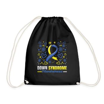 Down Syndrom Bewusstsein Mit Herzblumen - Turnbeutel - Schwarz - Vorne