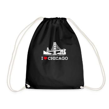 I love Chicago Heart Flag Golden Gate Bridge Wortspiel - Turnbeutel - Schwarz - Vorne