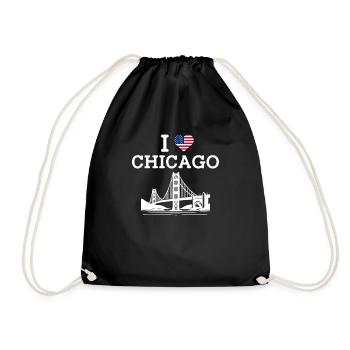 I love Chicago USA Herzflagge Golden Gate Brücke - Turnbeutel - Schwarz - Vorne