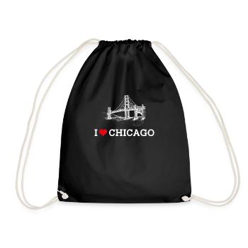 Ich liebe Chicago Humor Golden Gate Brücke Herz Flagge - Turnbeutel - Schwarz - Vorne