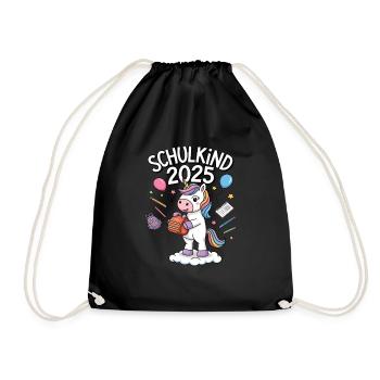 Schulkind 2025 Einschulung Schulanfang - Turnbeutel - Schwarz - Vorne