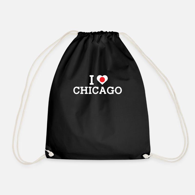 I Love Chicago Cool Japan Wrong Flag Lover Humor - Drawstring Bag - black
