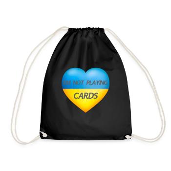 I'M NOT PLAYING CARDS – UKRAINE HEART - Drawstring Bag - black - Front