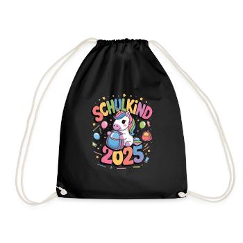 Schulkind 2025 Einschulung Schulanfang - Turnbeutel - Schwarz - Vorne
