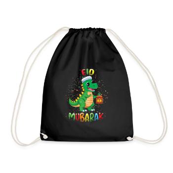 Eid Mubarak Dinosaurier Laterne Feier - Turnbeutel - Schwarz - Vorne