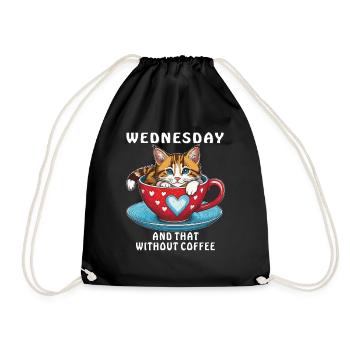 KATZE KAFFEETASSE WEDNESDAY AND THAT WITHOUT - Turnbeutel - Schwarz - Vorne
