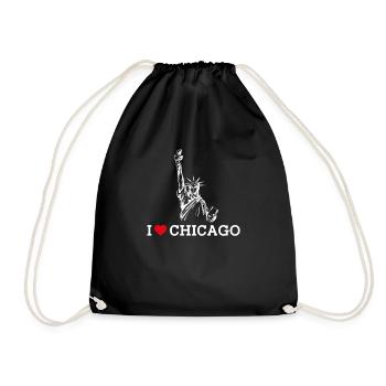 I Love Chicago Cool Statue Of Liberty Lover Wortspiel - Turnbeutel - Schwarz - Vorne