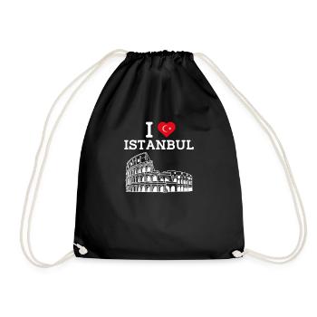 I love Istanbul Cool Heart Flagge Europa Türkei Wortspiel - Turnbeutel - Schwarz - Vorne