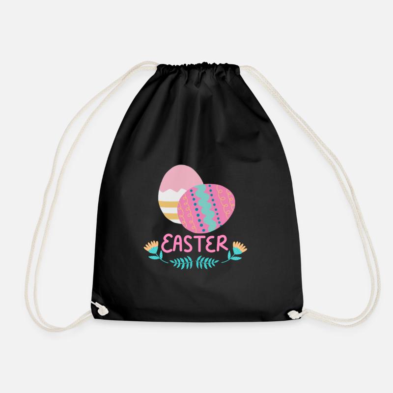 Easter eggs - Drawstring Bag - black