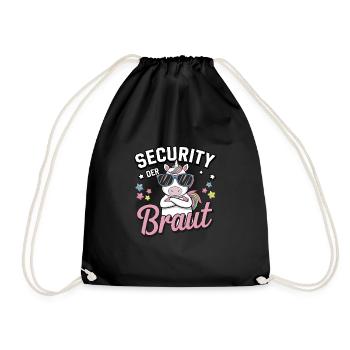 Security of the Bride Unicorn Bachelor Party Group Shirt - Drawstring Bag - black - Front
