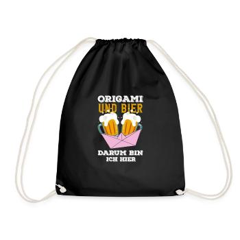 Origami and beer That's why I'm abstract here - Drawstring Bag - black - Front