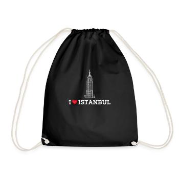 Ich liebe Istanbul Herz Flagge Empire Liebhaber Türkei Wortspiel - Turnbeutel - Schwarz - Vorne