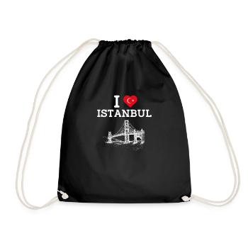 Ich liebe Istanbul Türkei Golden Gate Brücke Flagge Wortspiel - Turnbeutel - Schwarz - Vorne