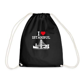 Ich liebe Istanbul Golden Gate Brücke Liebhaber Herz Wortspiel - Turnbeutel - Schwarz - Vorne